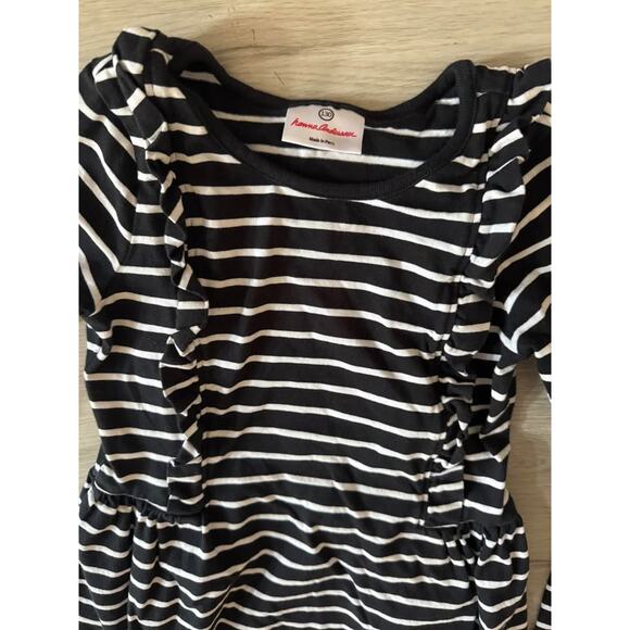 Hanna Andersson Girls Size 130 (US 8) Black & White Ruffle Long Sleeve Dress - Picture 2 of 3